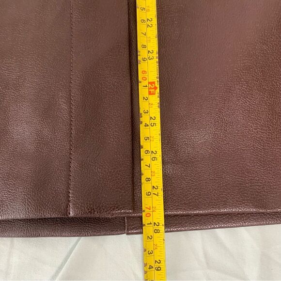 Ann Taylor Pebbled Faux Leather Brown MIDI Pencil Skirt Size 4 Trendy El… - Picture 6 of 9
